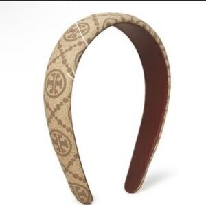 Tory Burch Tan and Brown Logo Headband